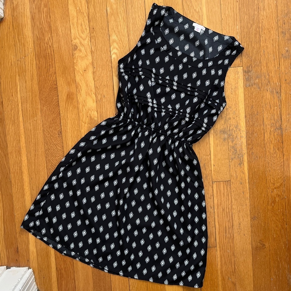 Black & White Dress Lightweight Emo / Twee Fit and Flare Sleeveless Tank Dress S